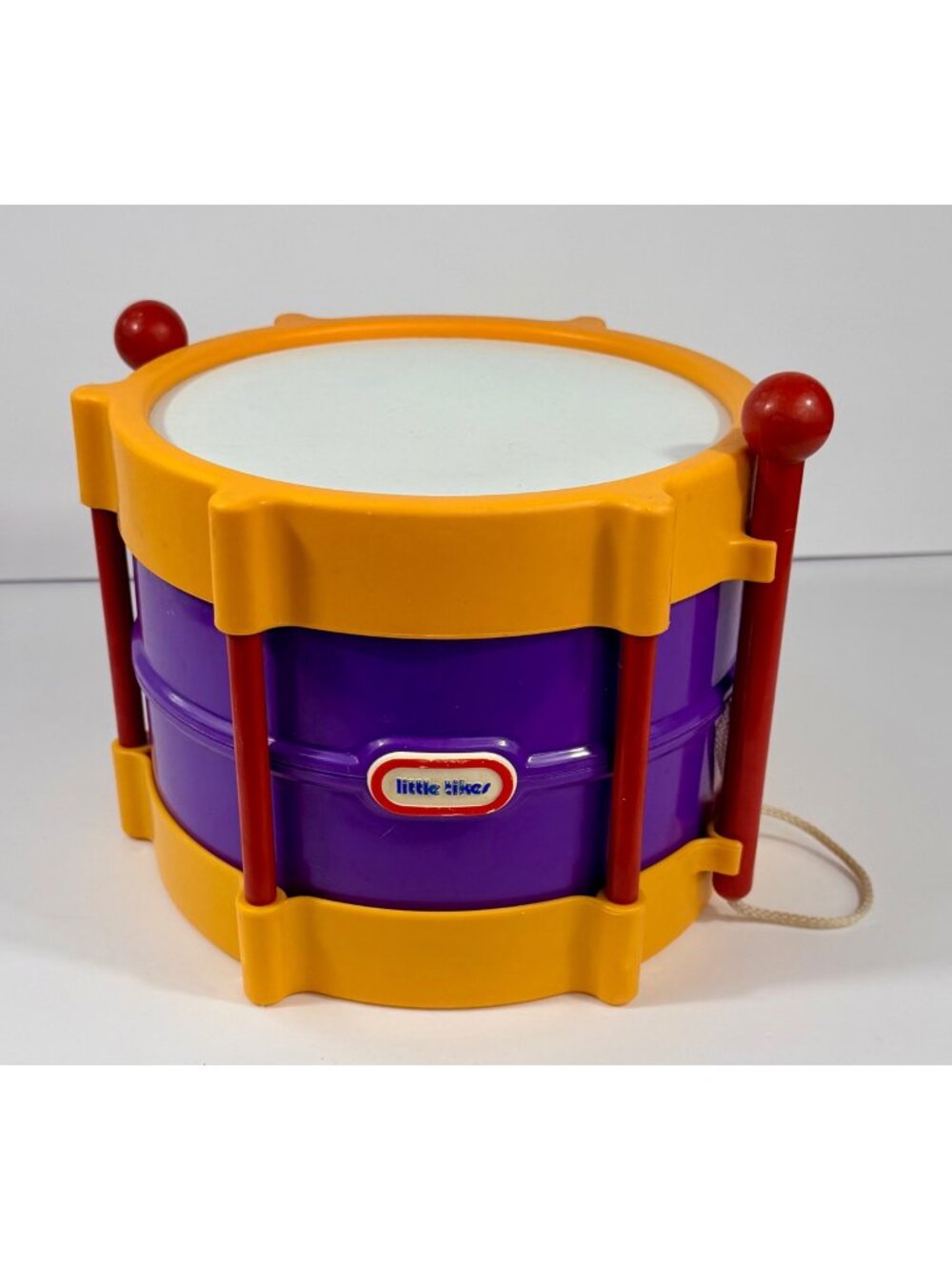 Vintage Little Tikes Kids Toy Rhythm Drum With Drumsticks Purple Yellow Music Be
